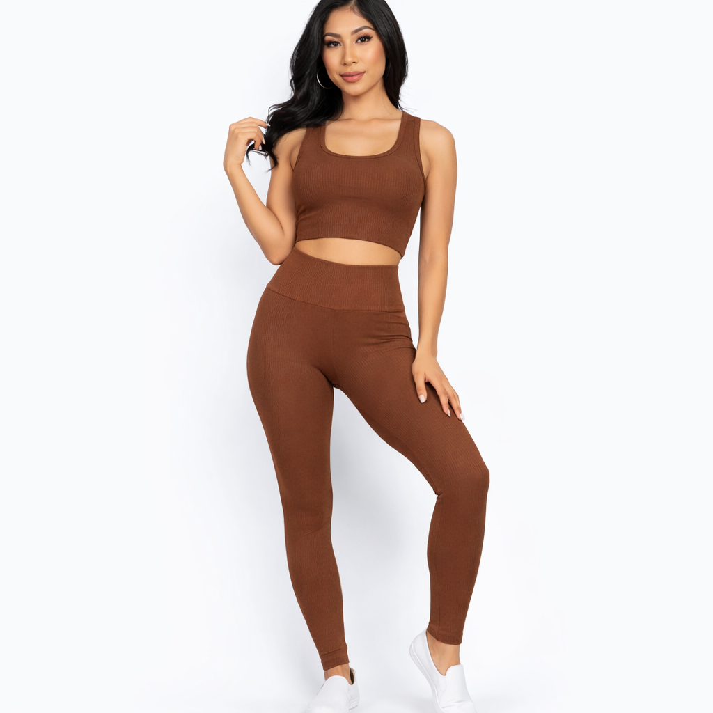 Ribbed Crop Top & Leggings Set