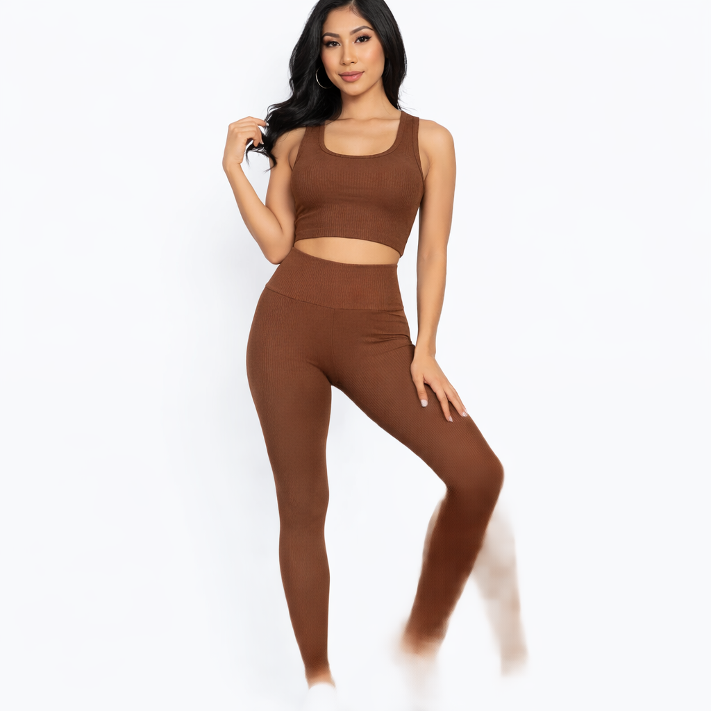 Ribbed Crop Top & Leggings Set