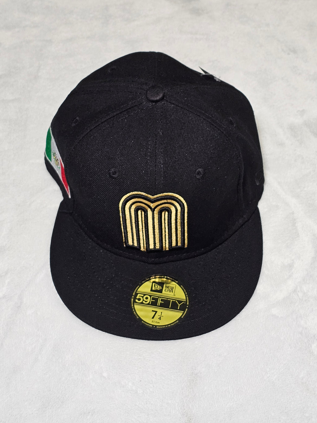 Mexico Snapback Hat Black Flat Bill Adjustable Cap Embroidered M Logo