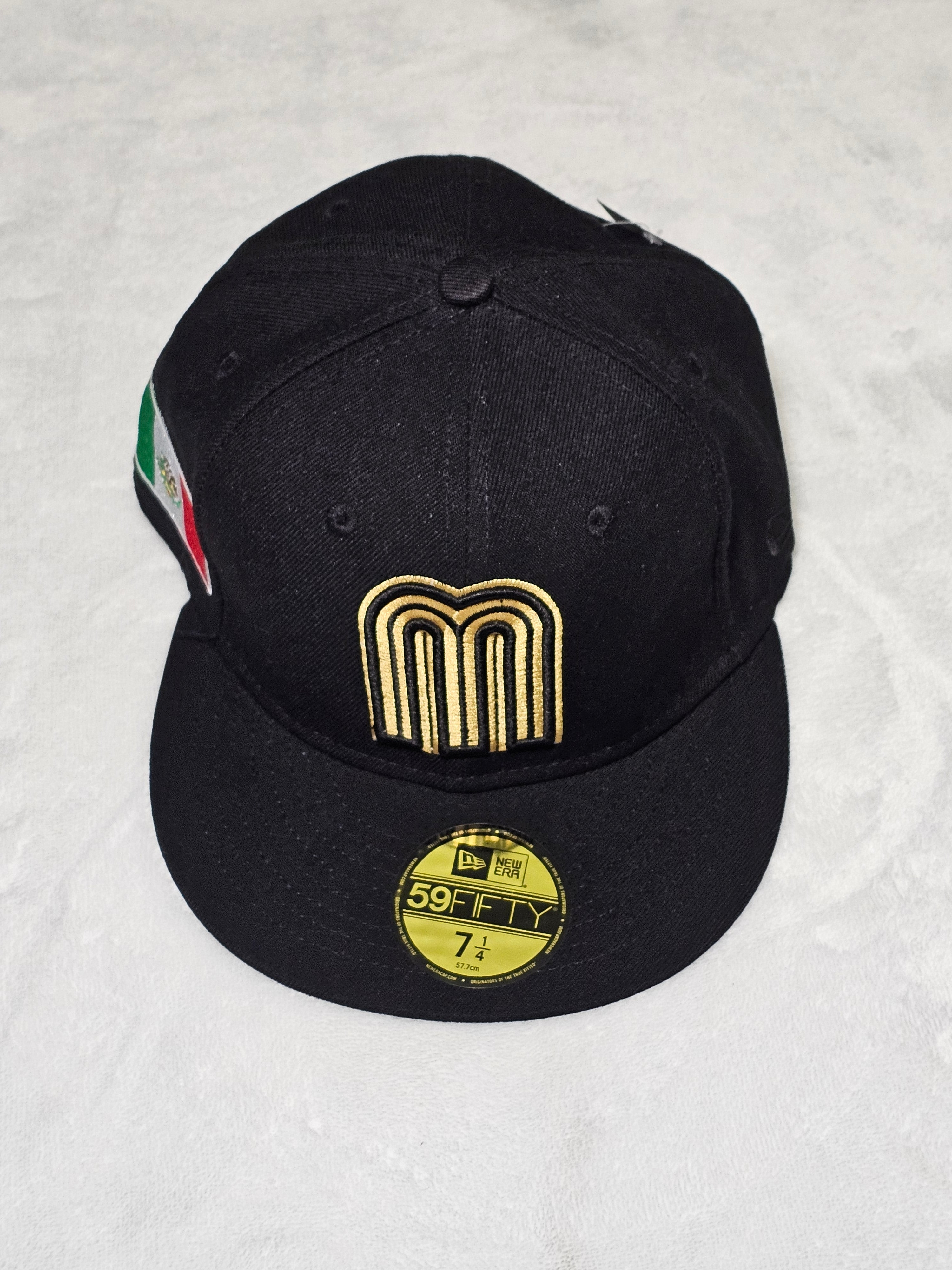 Mexico Snapback Hat Black Flat Bill Adjustable Cap Embroidered M Logo