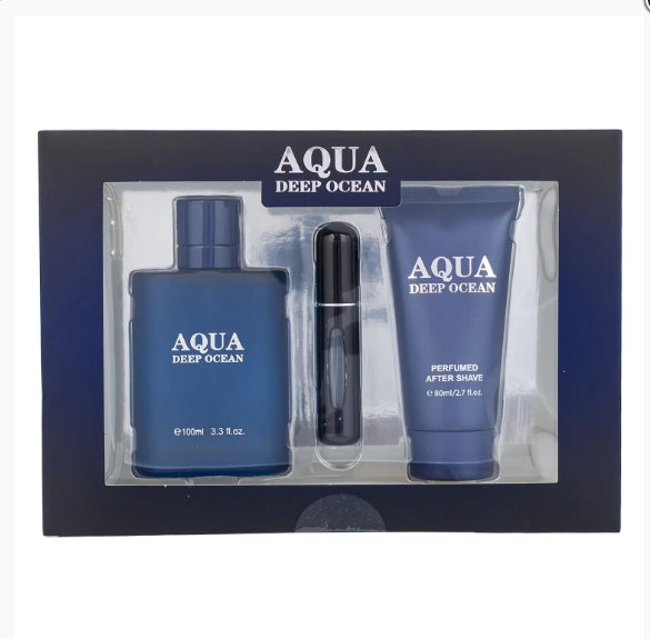 Aqua Deep Ocean Eau de Toilette Gift Set for Men, 3 Pieces