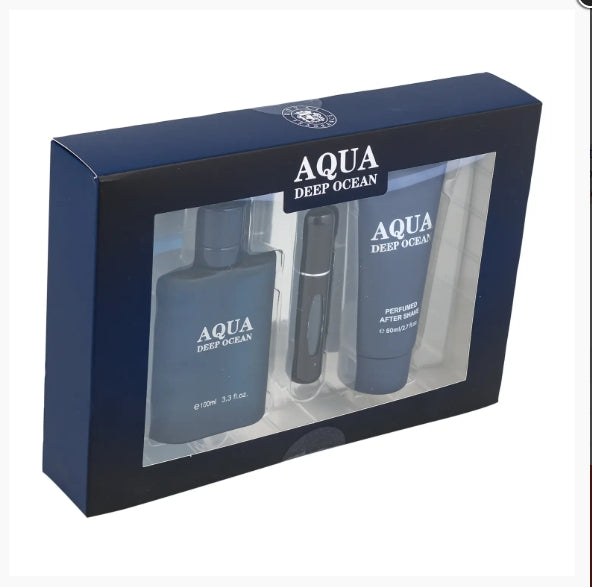 Aqua Deep Ocean Eau de Toilette Gift Set for Men, 3 Pieces
