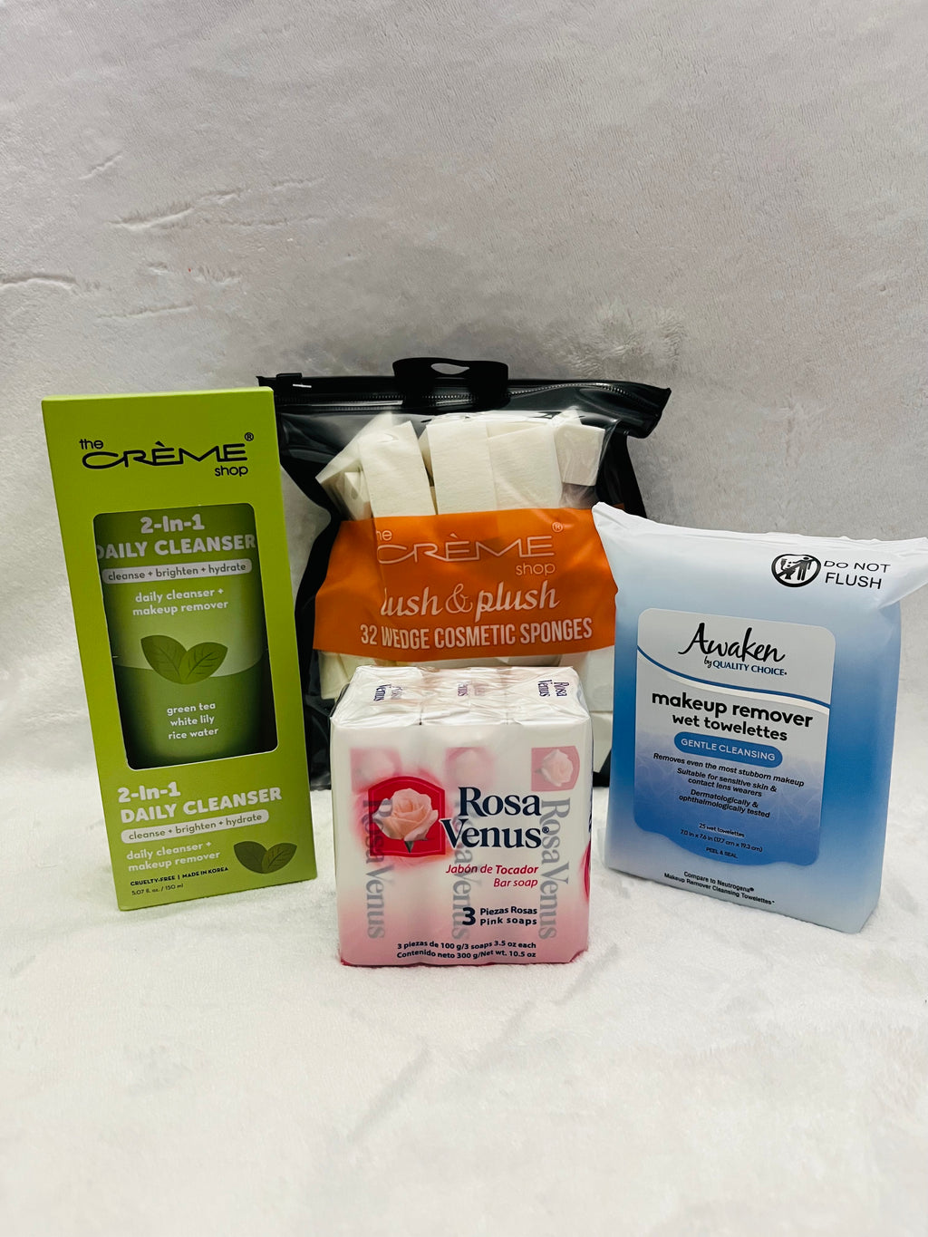 Rose Skincare Beauty Bundle – Rosa Soap, Makeup Remover & Facial Cleanser – New