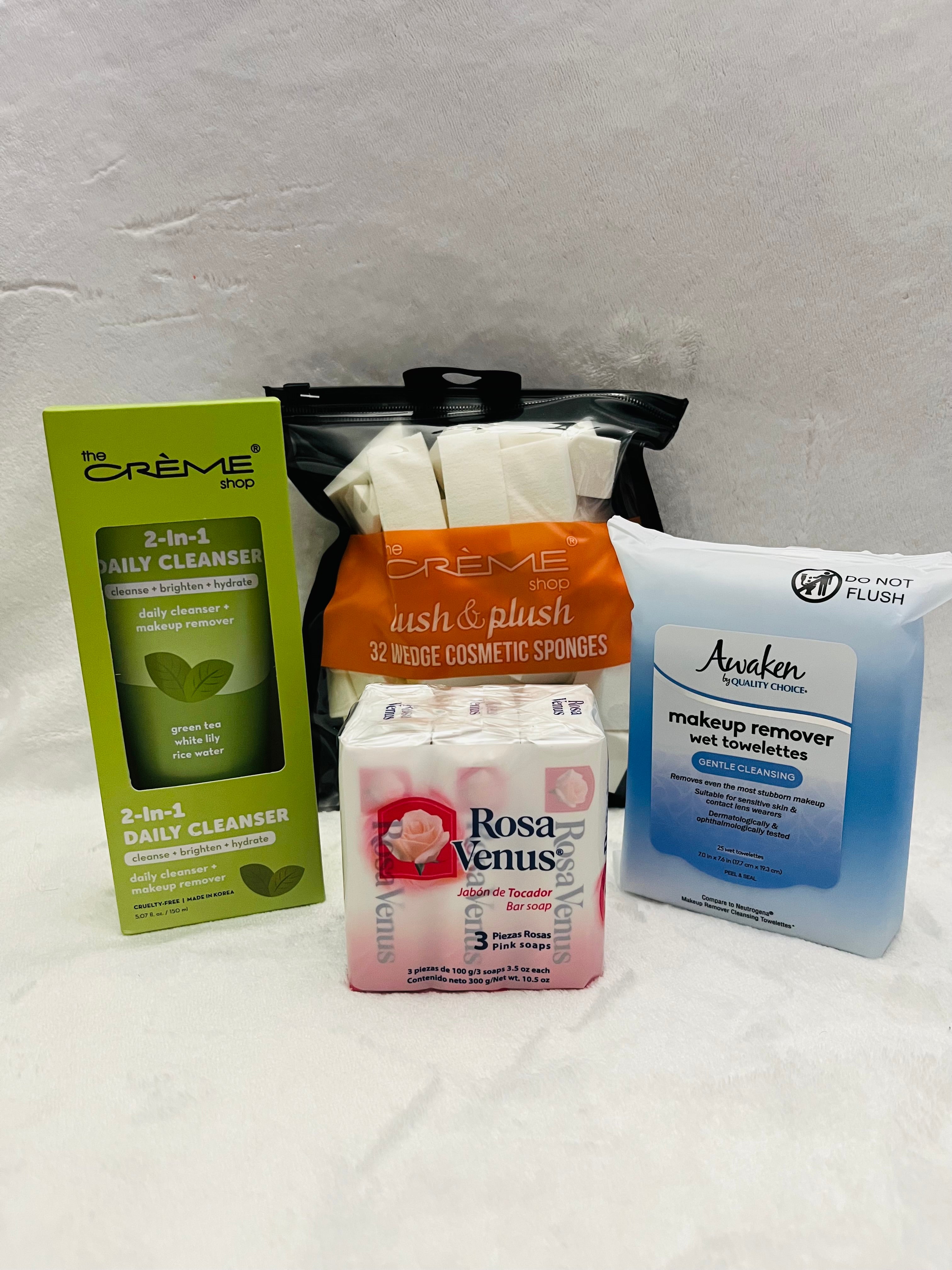 Rose Skincare Beauty Bundle – Rosa Soap, Makeup Remover & Facial Cleanser – New